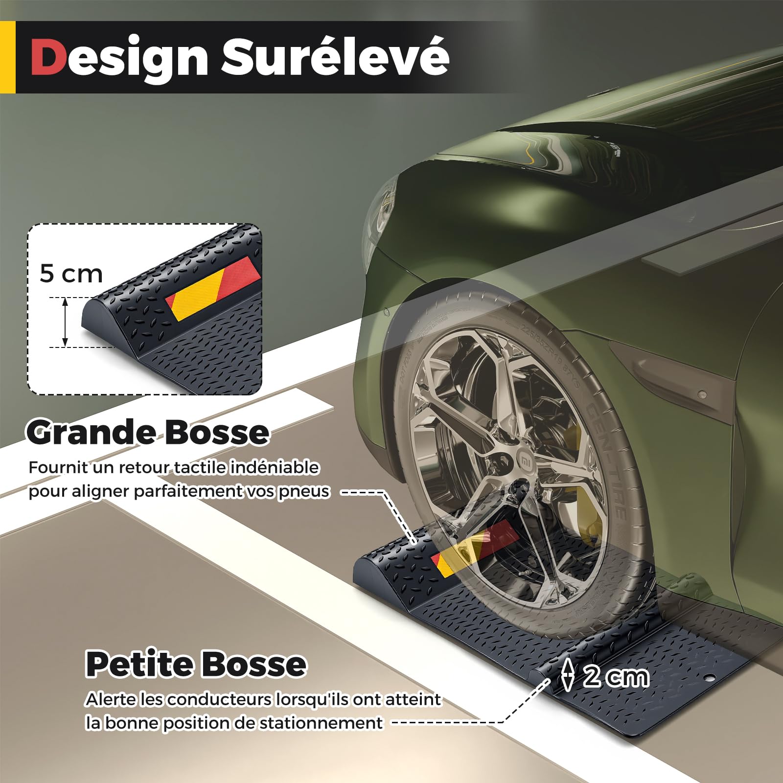 GYMAX Tapis de Stationnement de Voiture, Anti-Glissement et Anti-Recul, avec Bande Réfléchissante, pour Réparation de Voiture, 2 Méthodes de Montage Faciles