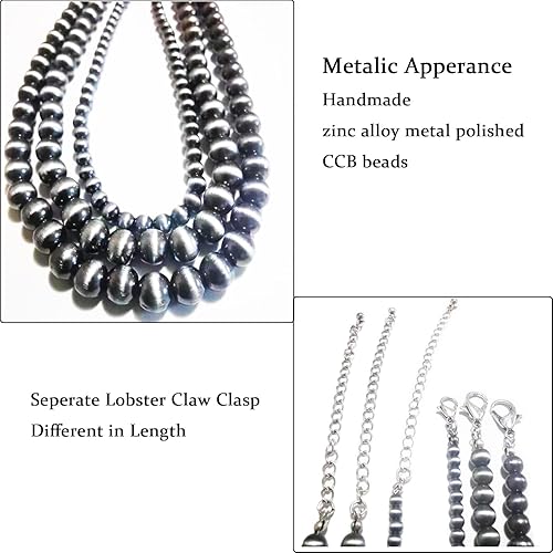 Miniatura 4 de Western Jewelry Navajo Pearl Necklace for Women Handmade Long Boho Turquoise Pearls Layered Necklaces for Cowgirls