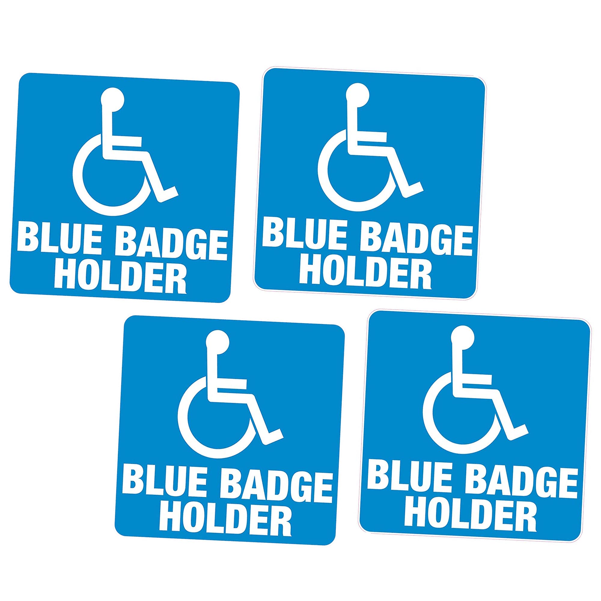 4 x Blue Badge Holder 4 Inch 100mm Sq Vinyl Sticker Disabled Car Van Home Motability Vinyl Stickers for Disability Awareness - weather proof - car decal sticker