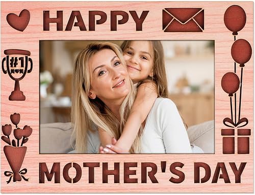 PETCEE Marco de fotos para el día de la madre feliz para mamá, marco de fotos de madera por primera vez, lindo regalo para el primer día de la madre