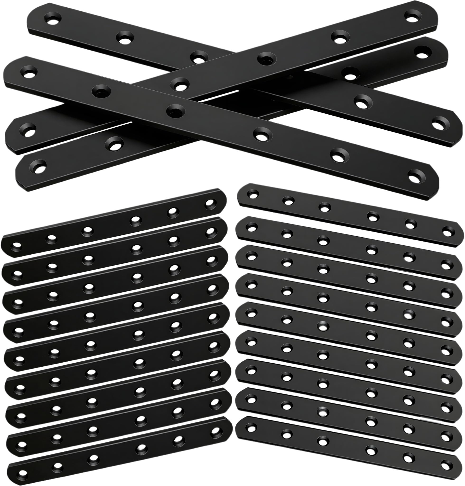 Black Straight Brackets - 20 Pack for Wood Repair -1