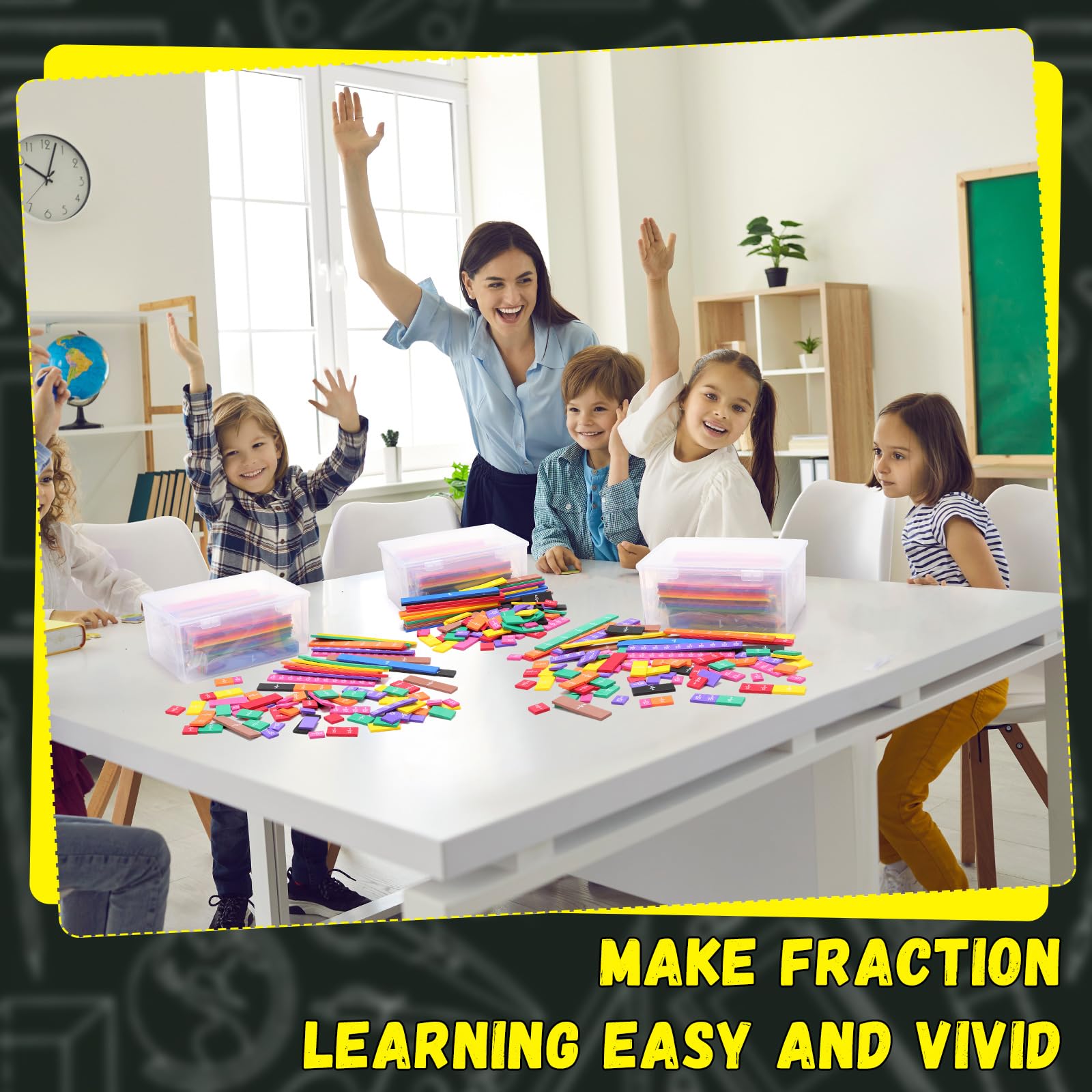 Sayglossy 15 Sets Bruchsteine, Bruch-Manipulative für Vorschule, Grundschule, pädagogisches Mathematik-Lernen, Manipulative für Lehrer, Großpackung mit Aufbewahrungsbox