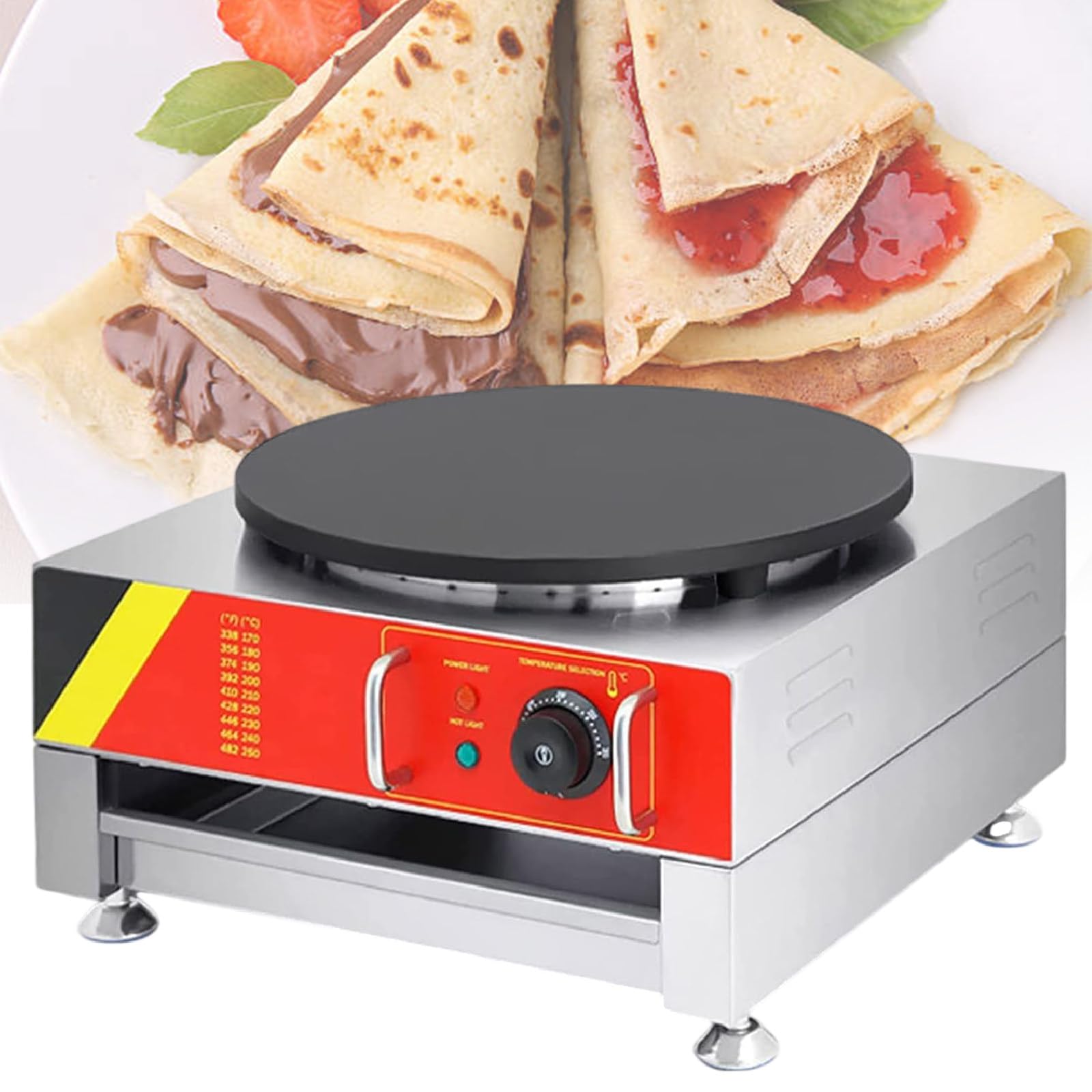 Machine à CrêPes éLectrique De 16 Pouces, Plaque Chauffante Ronde Pour CrêPes Avec Plaque Chauffante Commerciale,220V