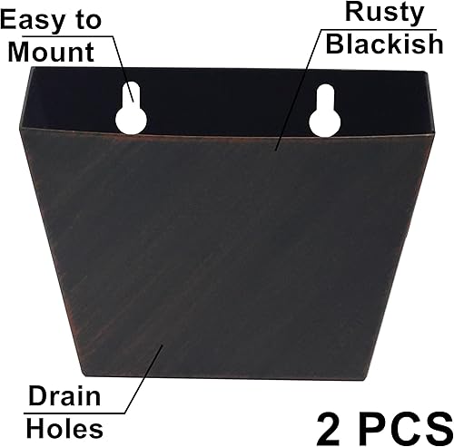 Miniatura 2 de Colector de tapa de botella oxidado negruzco montado en la pared para exteriores con agujeros de drenaje