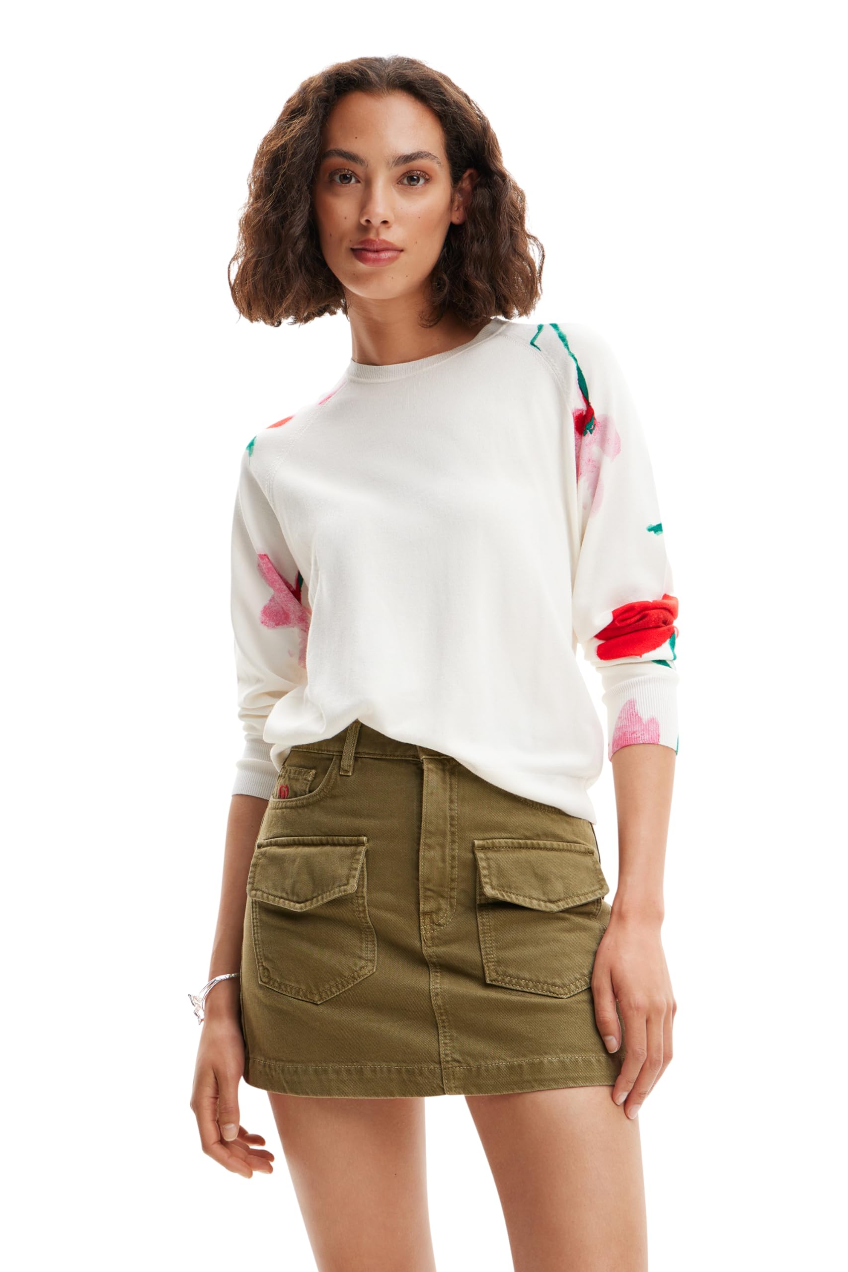 Desigual Women's JERS_demis Sweater, White, S
