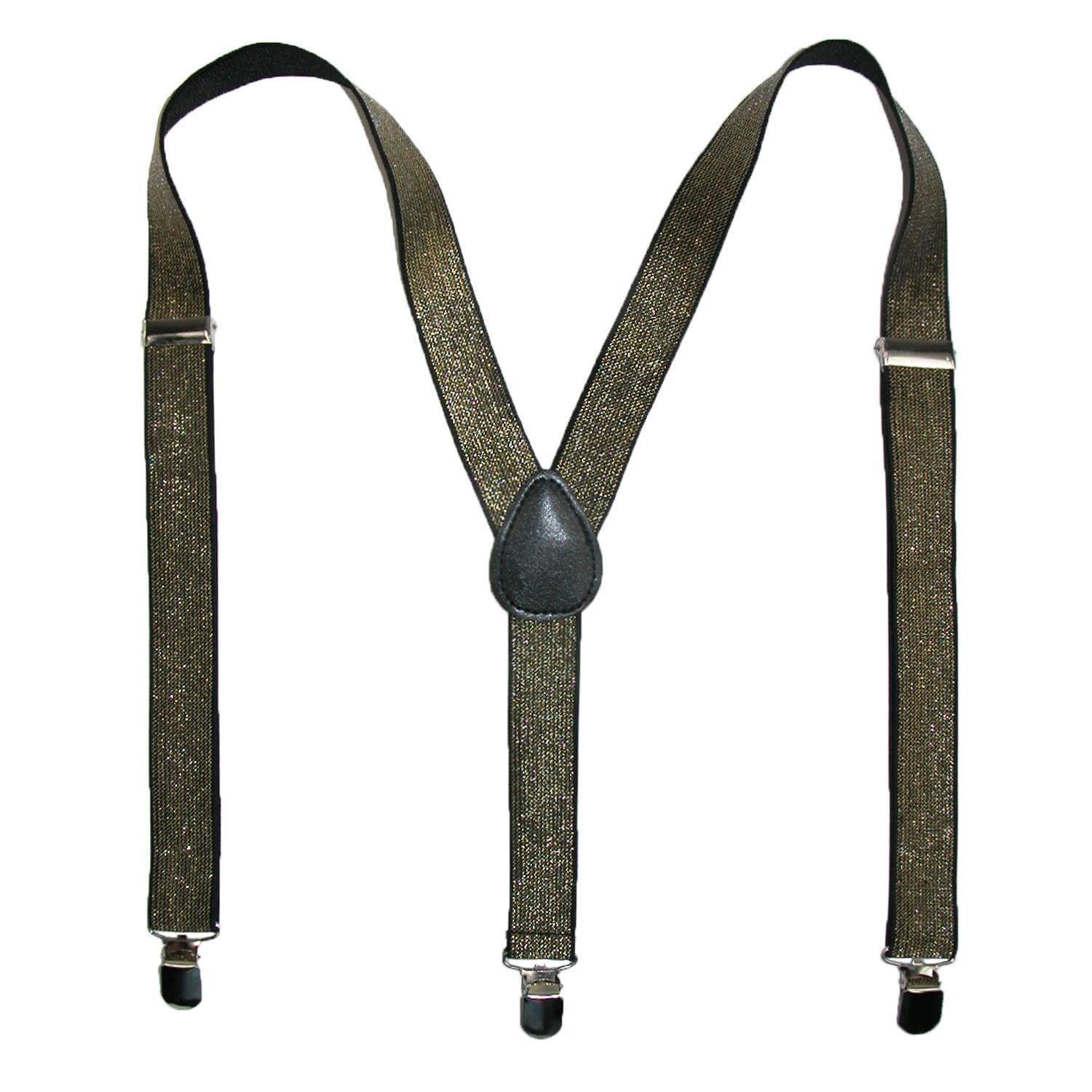 Ctm Men's Gold Wo's Elastic Glitter Clip-End Braces,