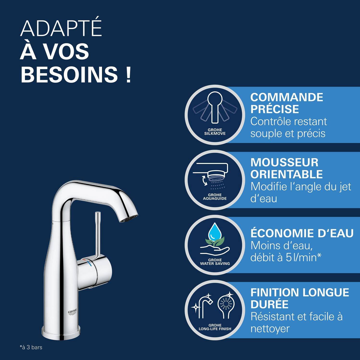 Grohe Essence Mitigeur Lavabo monocommande Taille M, Chrome, 23463001 (Import Allemagne)