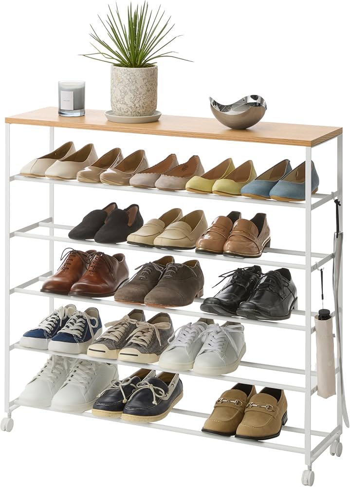 ヒールラック Amazon.com: YAMAZAKI Home Tower Rolling Five-Tier Shoe Rack, Steel
