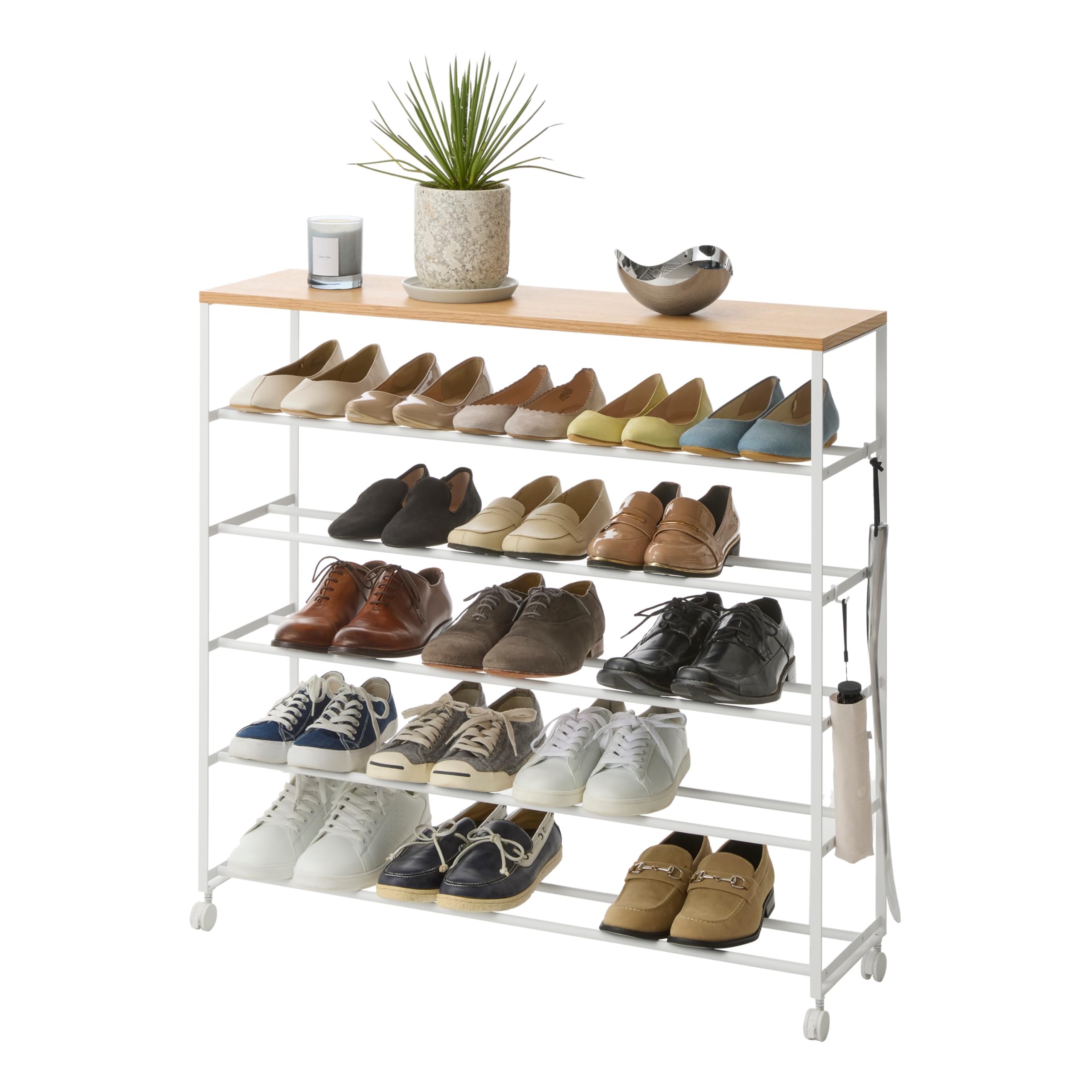 Amazon.com: YAMAZAKI Home Tower Rolling Five-Tier Shoe Rack, Steel