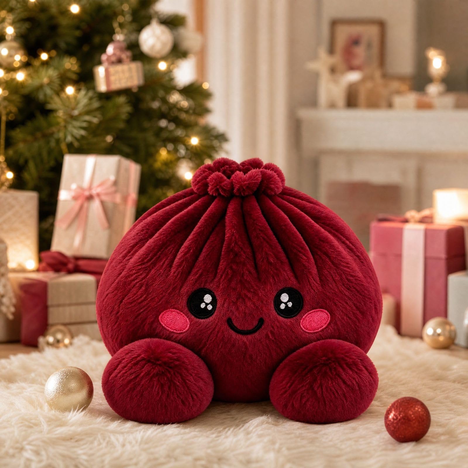 Filling Soft Dumpling Pillow,Cute Plush Stuffed Steamed Bun Pillow (1-Wine, 8cm)