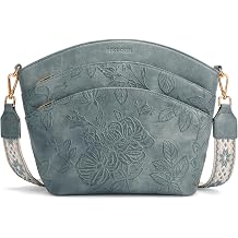 Vegan Leather Crossbody Bags for Women, Medium Daily Travel Purses | Froal Embossed Crossbody Purses with Wide Boho Strap, Large Capacity Bags