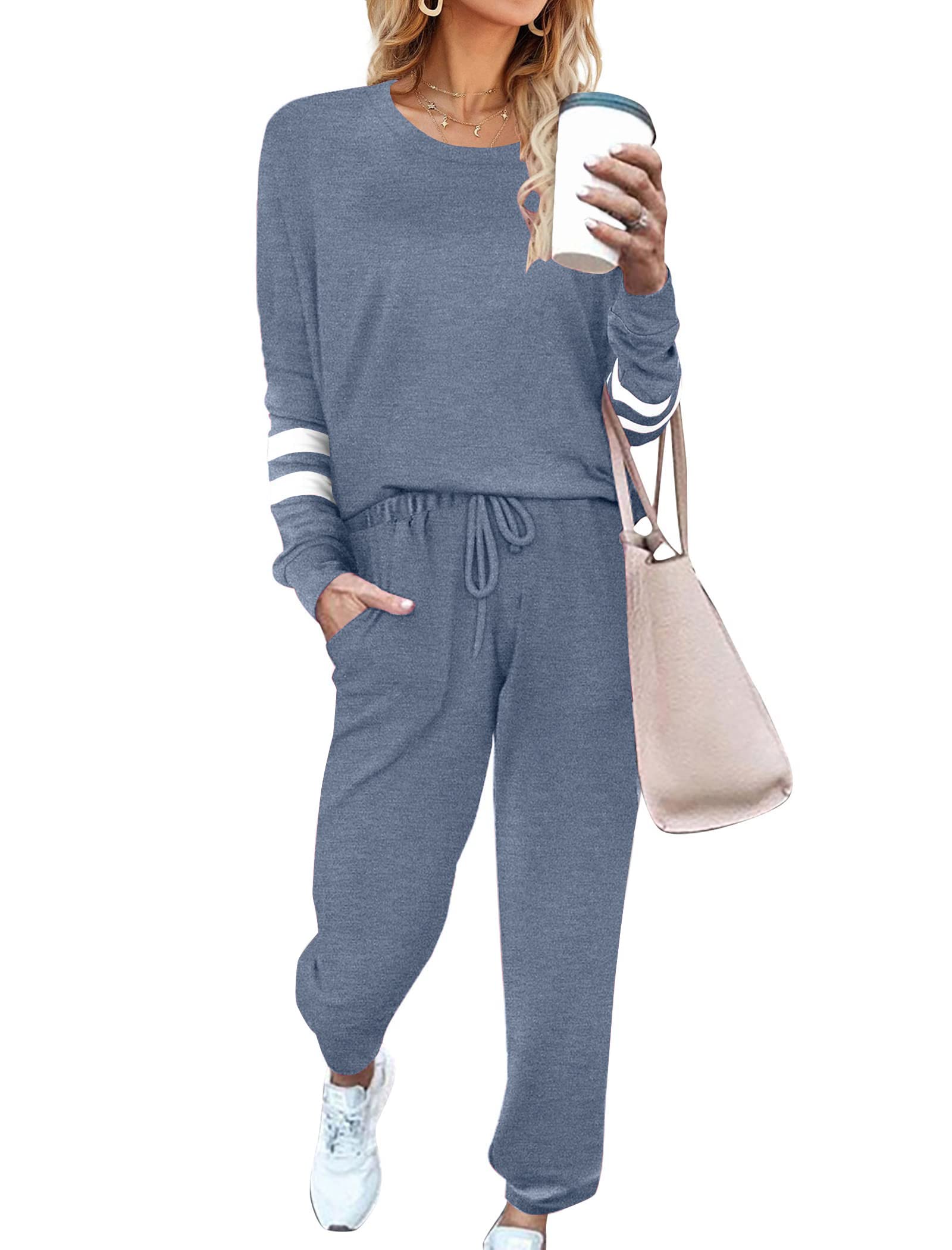 Ekouaer Sweatsuits Womens Loungewear Set Tracksuit Long Sleeve Pajamas Set