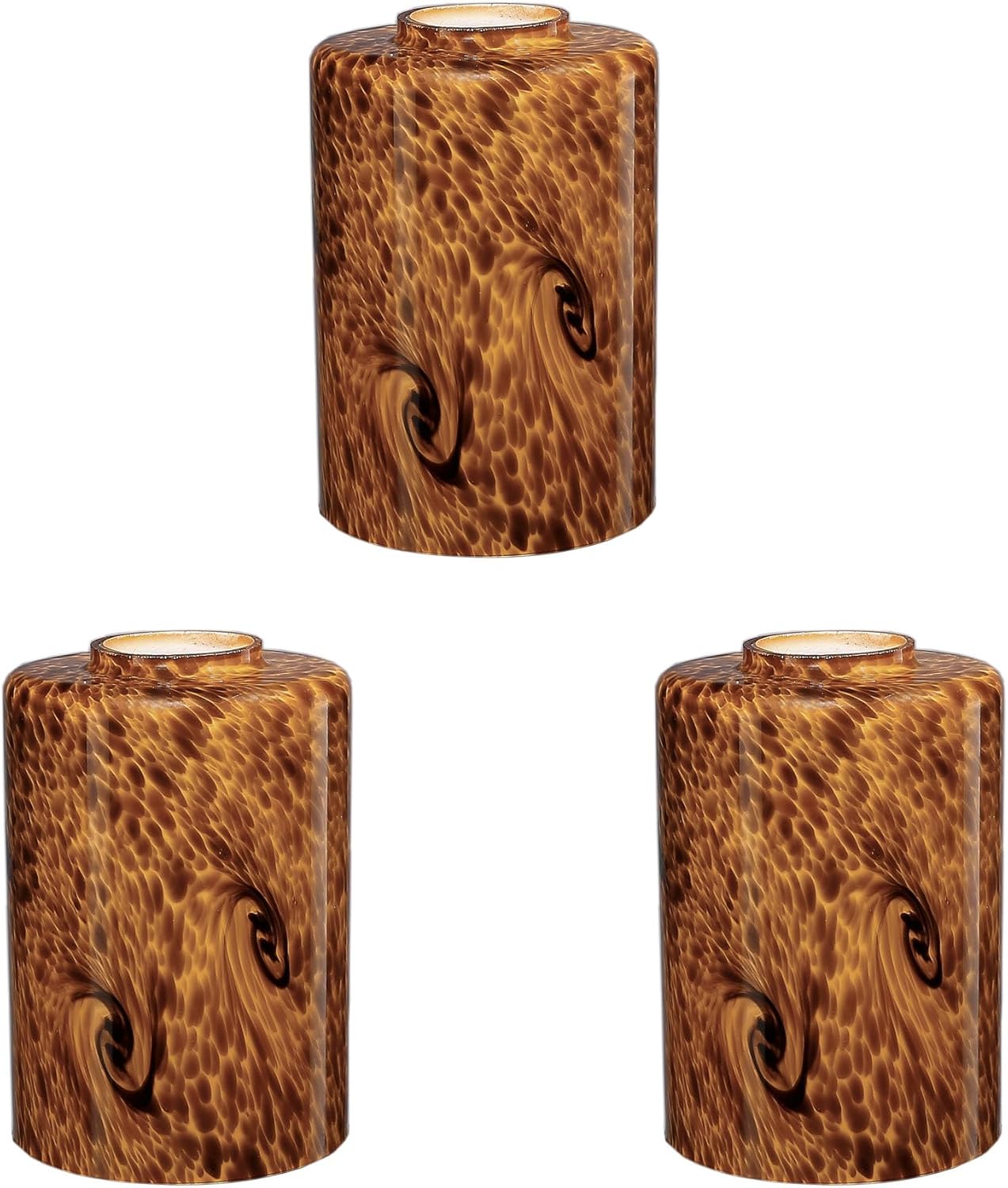 4Pack cylinder glass lampshade replacement globe for chandelier wall sconce pendant light fixture blown yellow swirl art glass cover replacements for bathroom vanity light kitchen,bed,living room