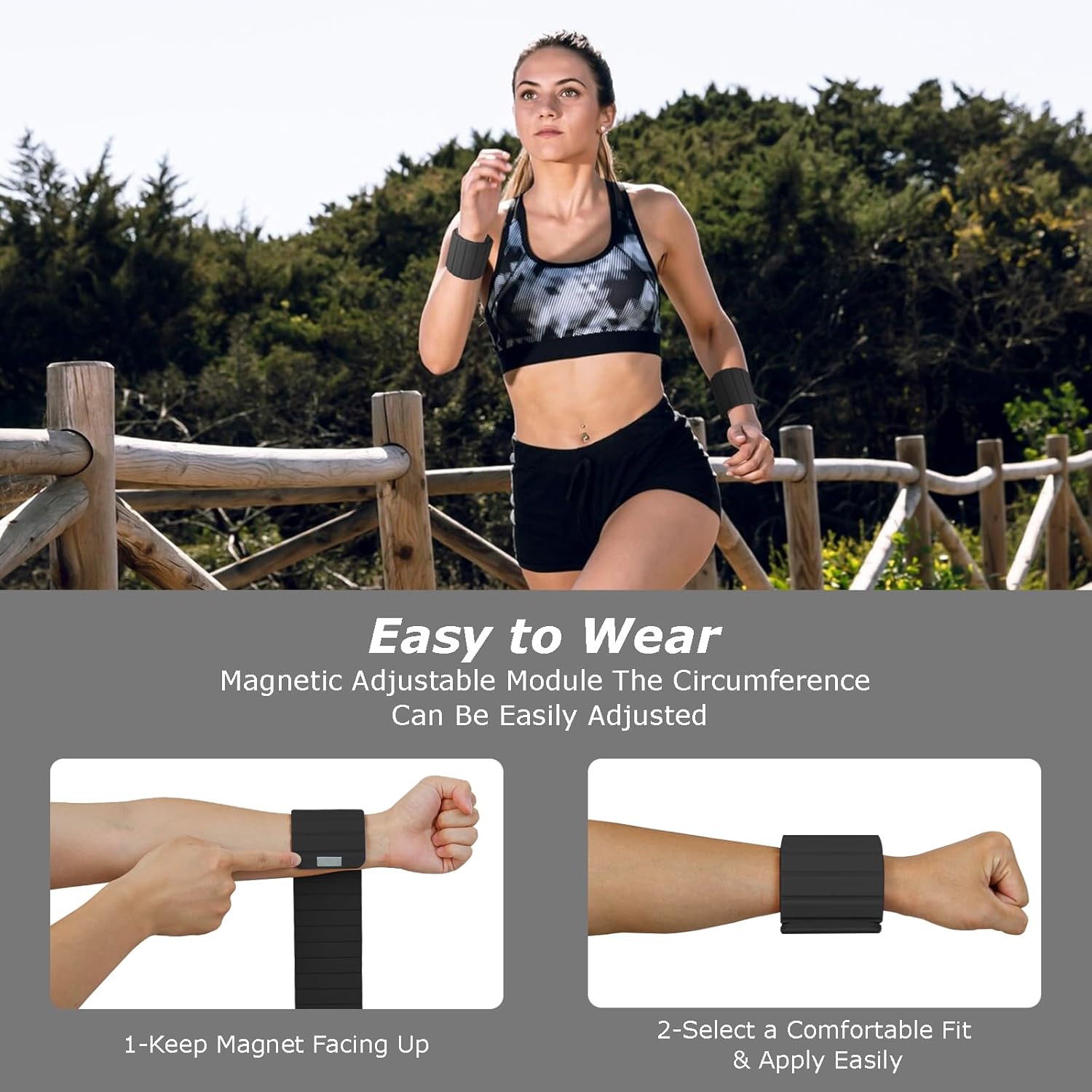 Magnetic Wrist Ankle Weights – Adjustable Ankle and Wrist Weights for Women & Men – 2 Pack (1LB Each) Stackable Magnetic Silicone Arm Bands Non-Slip, Waterproof, Easy Wear – Ideal for Pilates, Yoga, Running & Walking