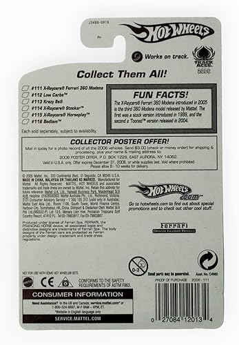 Miniatura 2 de Hot Wheels 2006-111 X-raycers Ferrari 360 Módena 1/12 Track AcesEscala 1:64