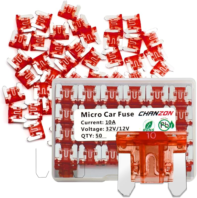 Fusível Lâmina Micro Perfil Baixo CHANZON 10 A 32 V de Ação Rápida – Pacote com 50 unidades