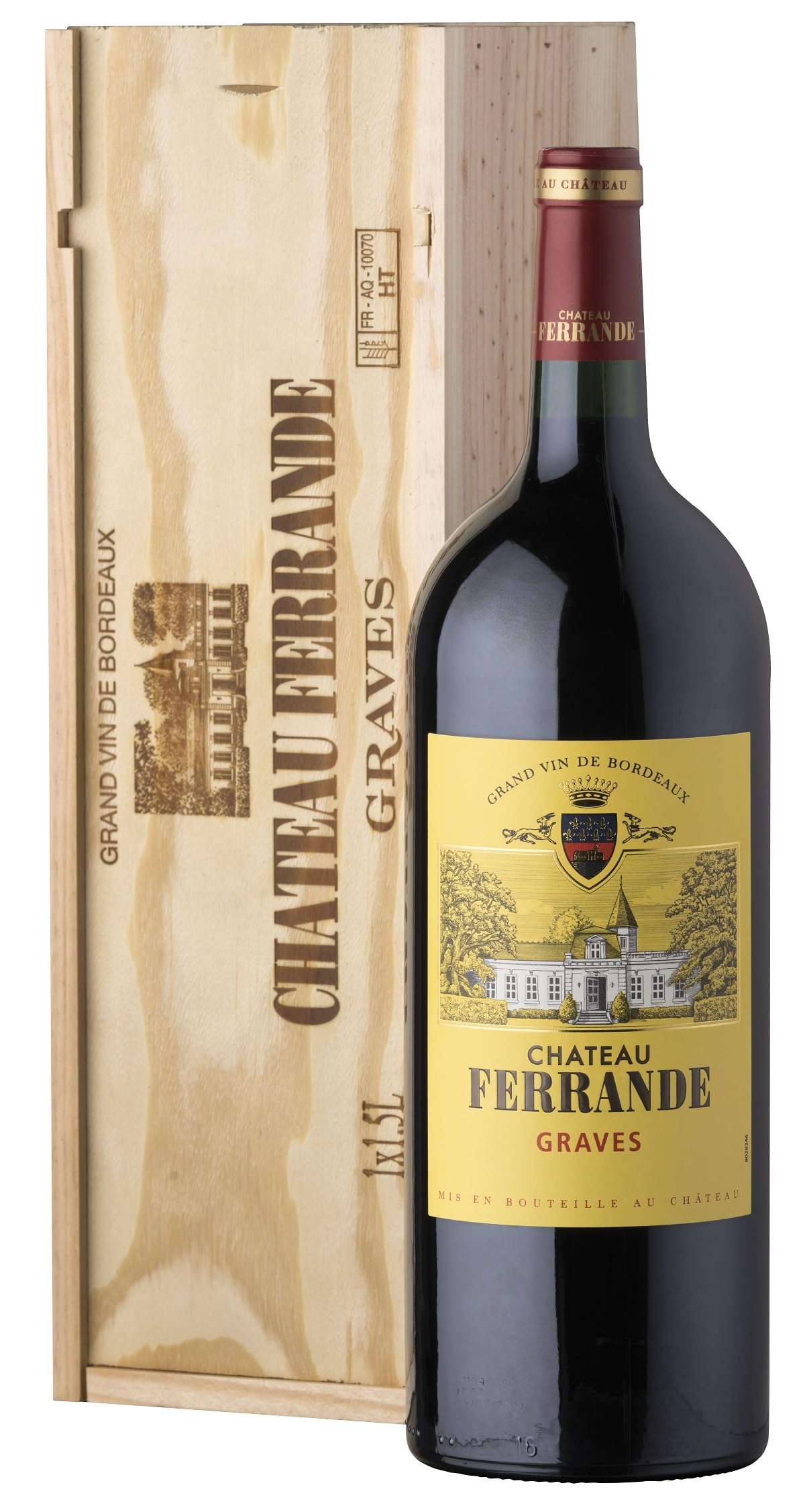 Coffret Cadeau Caisse Bois - MAGNUM Château Ferrande - AOP Graves - Vin Rouge - 1,5 L (Lot de 6)