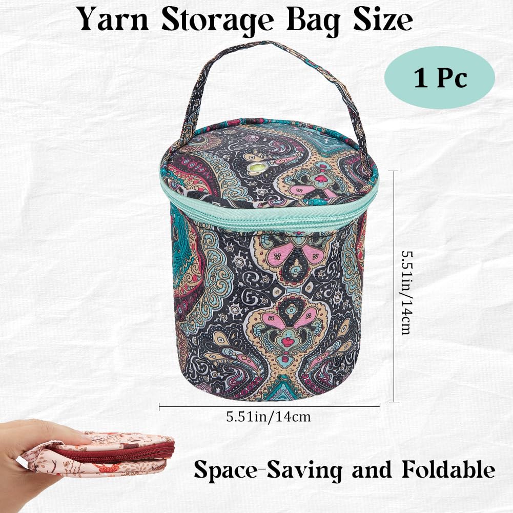 CRASPIRE Small Yarn Bag Flower Mini Yarn Storage Bags with Holes Portable Yarn Storage Case Mini Project Organizer Crochet Thread Sewing Accessories for Carry Crochet Hooks Skein Yarn