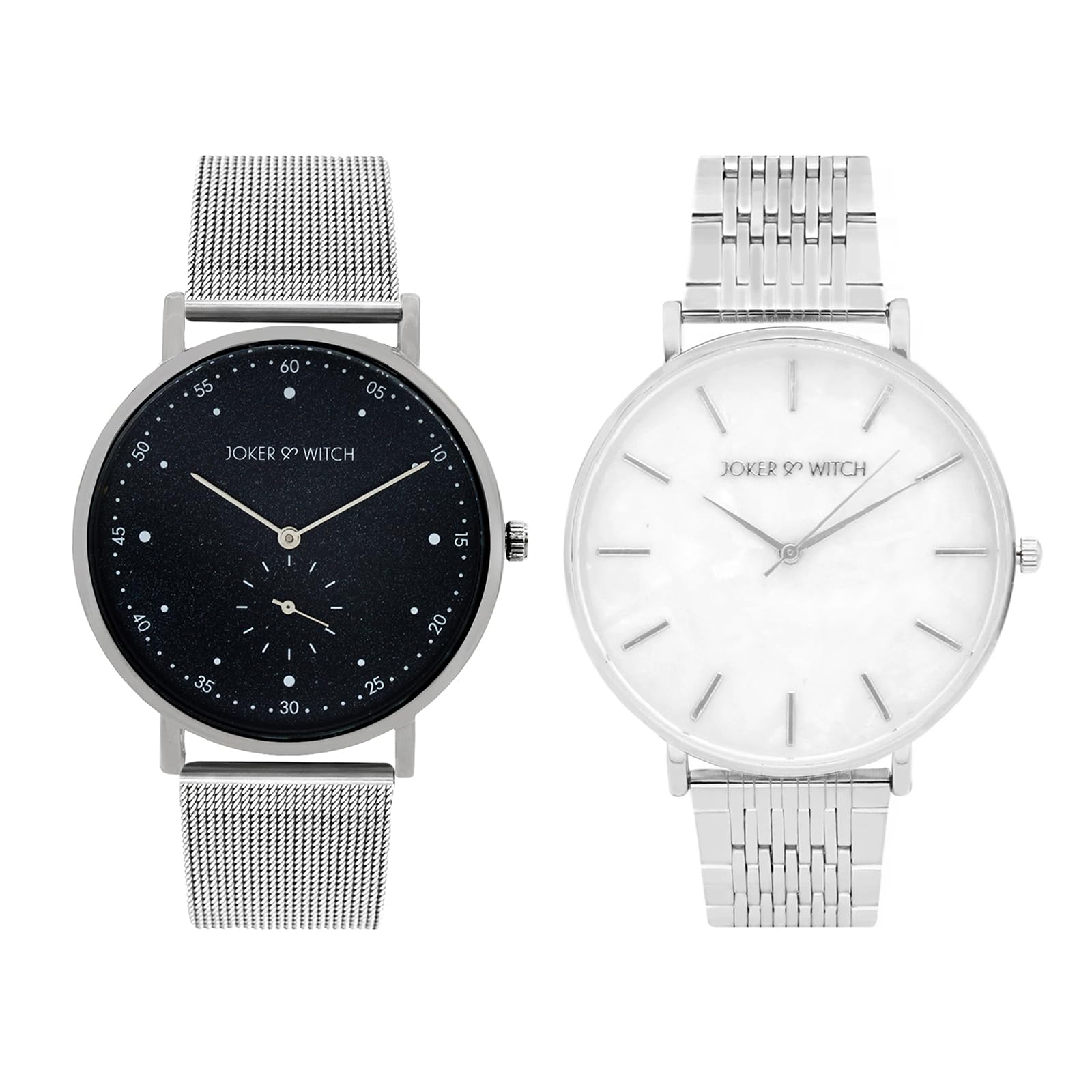 Joker & Witch Stainless Steel Joker And Witch James & Claire Couple Analogue Watches, Black Dial, Silver Band (B0CD2JLK42) Amazon Price History, Amazon Price Tracker