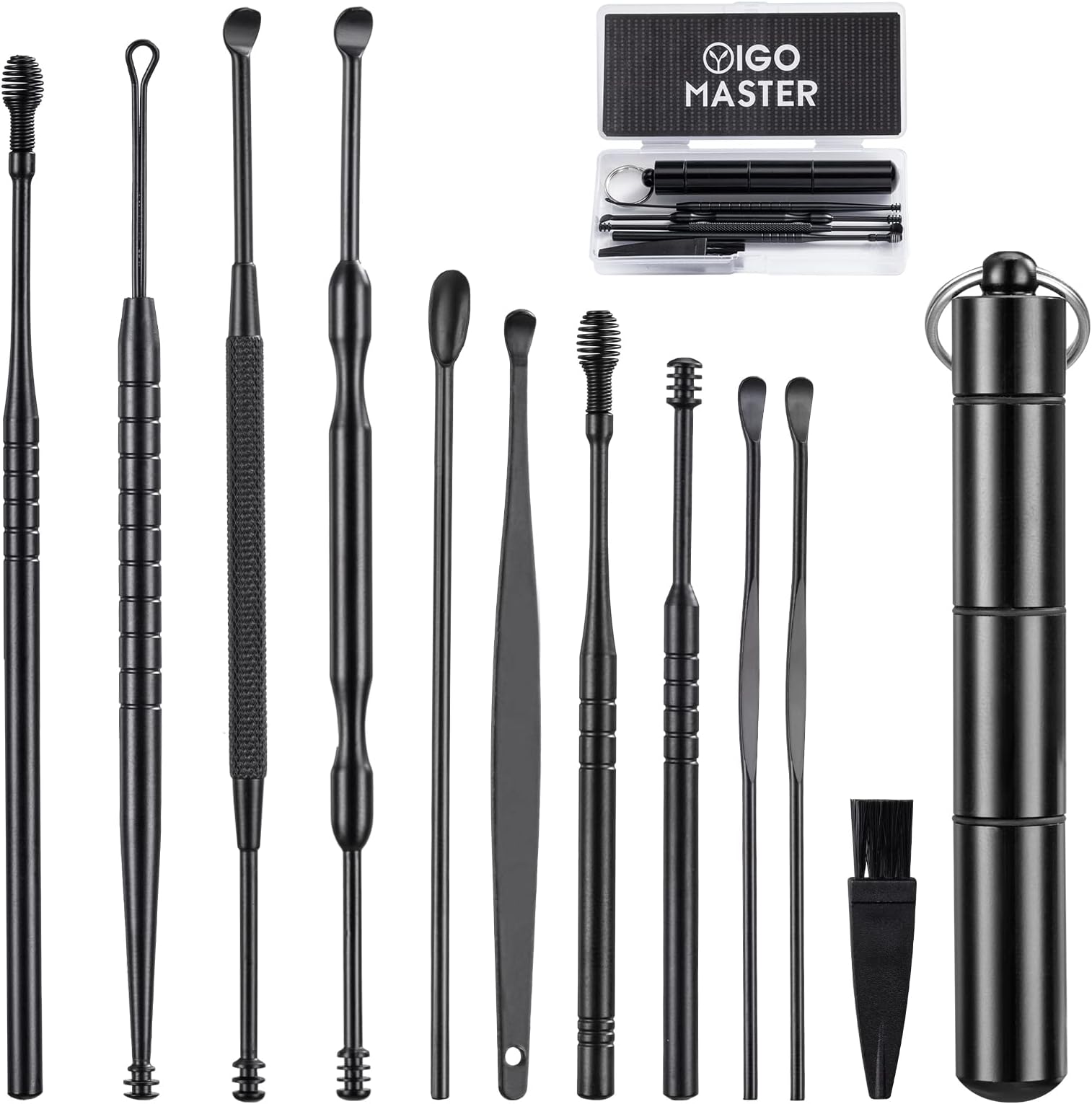 11 Pcs Ear Wax Removal, Ear Cleaner Ear Wax Removal Tool, Ear Cleaning Kit Earwax Removal Kit Stainless Steel Ear Pick Set with Cleaning Brush and Storage Box