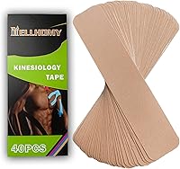 Vista 1 de Cinta de kinesiología precortada, 40 tiras Cinta atlética elástica profesional, cinta K impermeable de algodón transpirable para apoyo