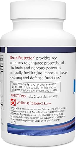 Miniatura 3 de Wellness Resources Suplemento de longevidad protector cerebral con Novusetin Fisetin, curcumina Longvida, arándano silvestre AuroraBlue y na-RALA.