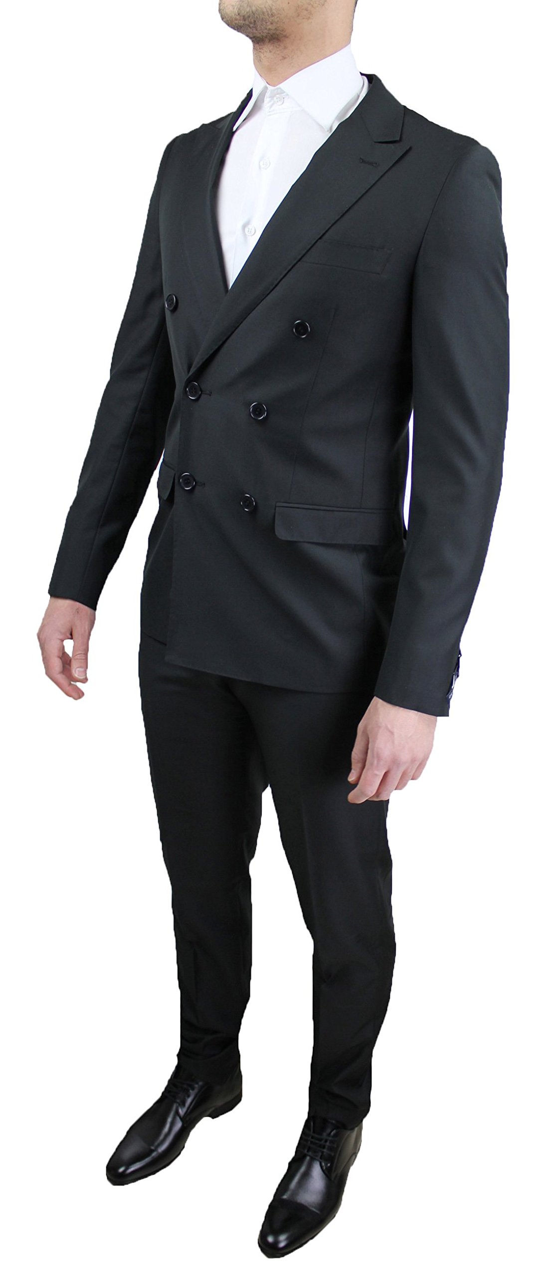 Abito Doppio Petto Cerimonia Uomo Sartoriale Completo Nero Doppio Petto Smoking