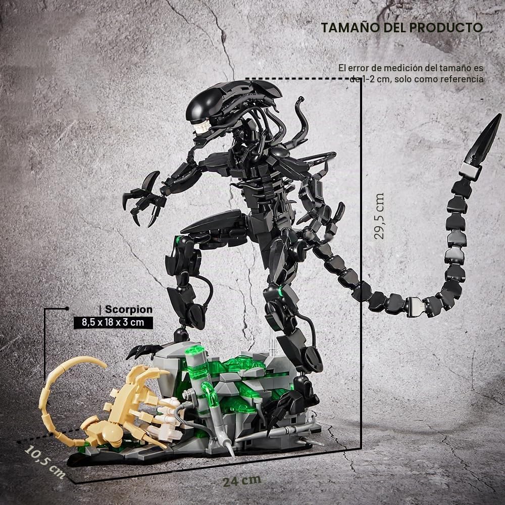 Juego de bloques de construcción Xenomorph, 958 + bloques de sujeción, monstruos extraterrestres, juego de construcción Xenomorph Alien Monsters, juguete de construcción compatible con