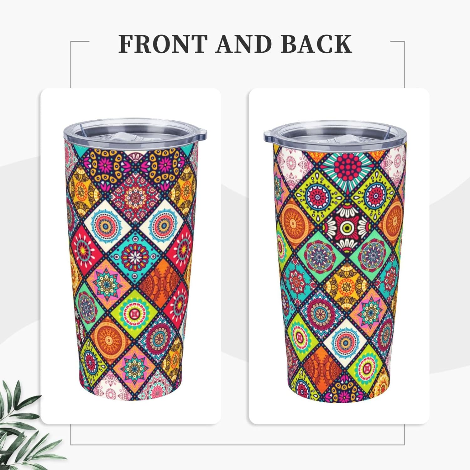 Vintage Floral Tumbler, Flower 20oz Stainless Steel Insulated Travel Tumblers,Travel Coffee Mug with Lid and Straw Cups Gifts for Women Men - Image 2