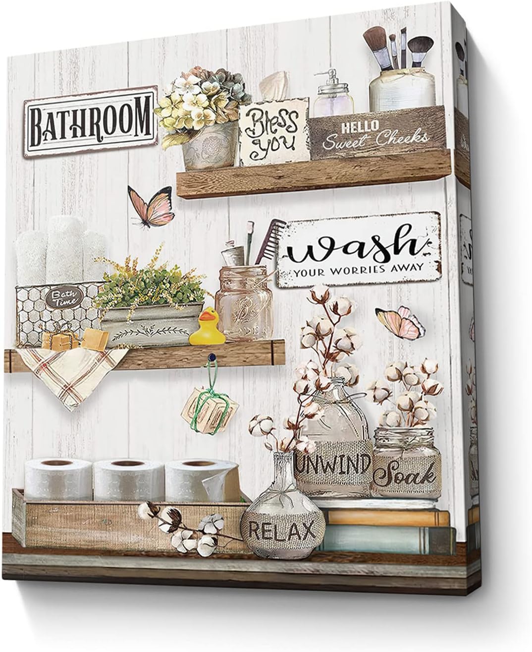 Amazon.com: Farmhouse Bathroom Decor Wall Art Rustic Cotton Bathroom ...