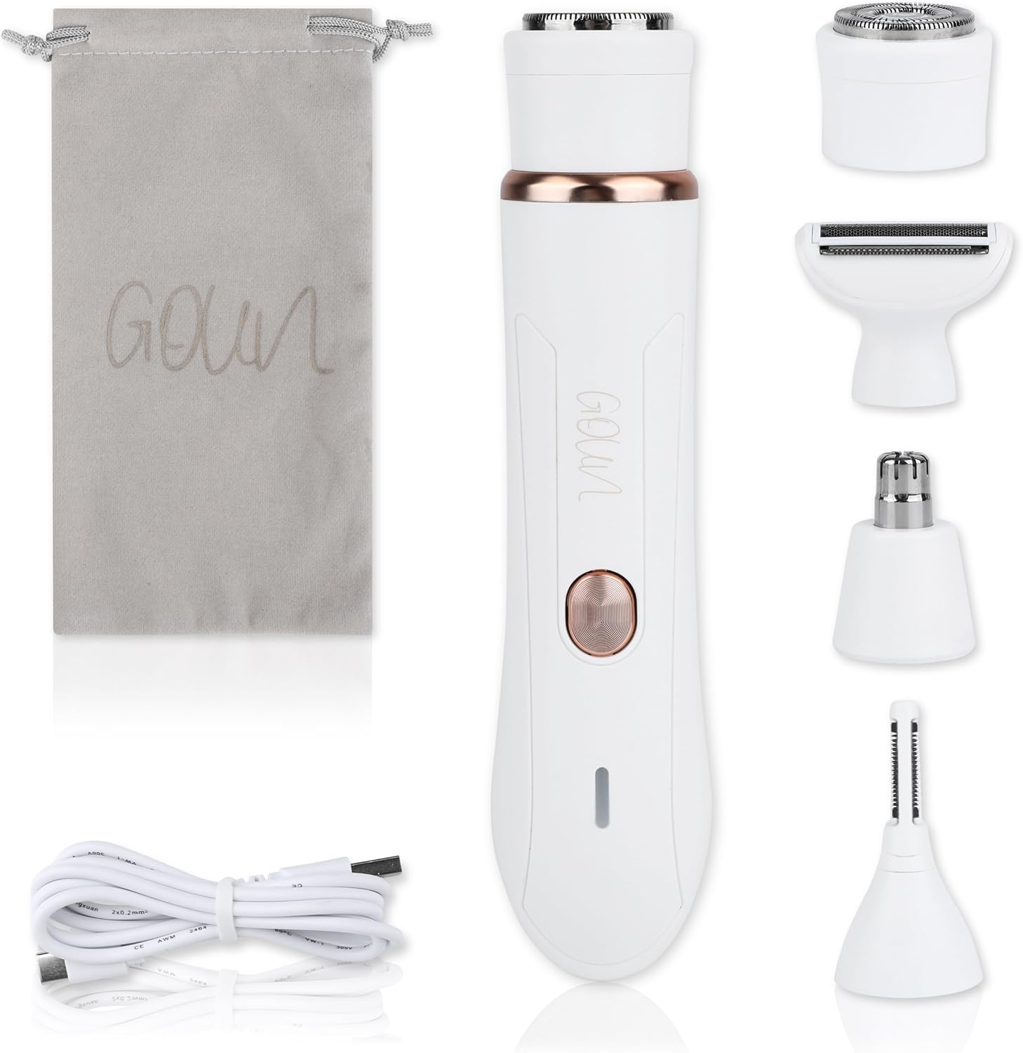 4-in-1 Facial Hair Removal for Women, Electric Painless Shaver, USB Rechargeable, Lip Chin Cheek Trimmer