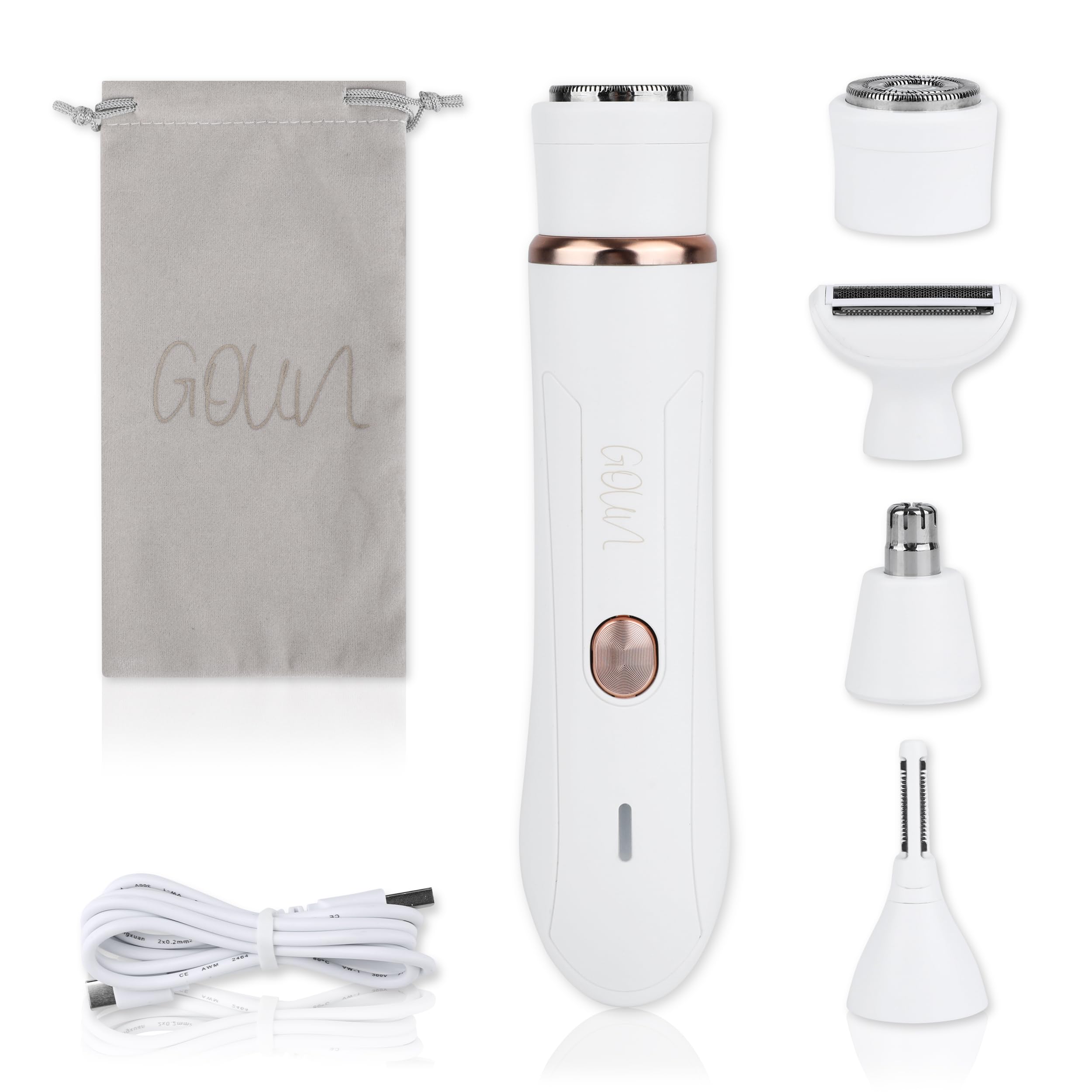 4-in-1 Facial Hair Removal for Women, Electric Painless Shaver, USB Rechargeable, Lip Chin Cheek Trimmer