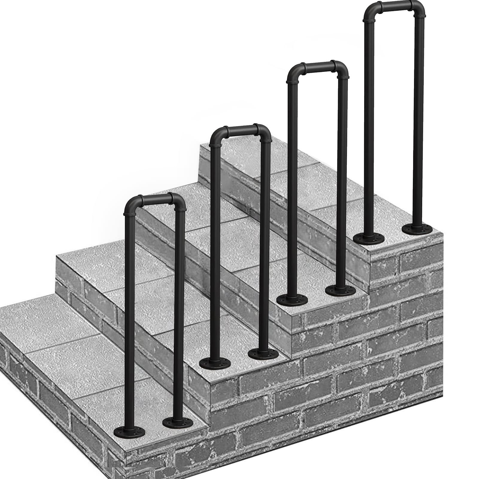 Kit de rampe d'escalier extérieur en métal noir 1 marche