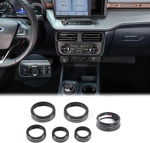 Aunginsy Compatible con Ford Maverick 2022 2023 Consola central de automóvil de aluminio para aire acondicionado, perilla de volumen, botón de