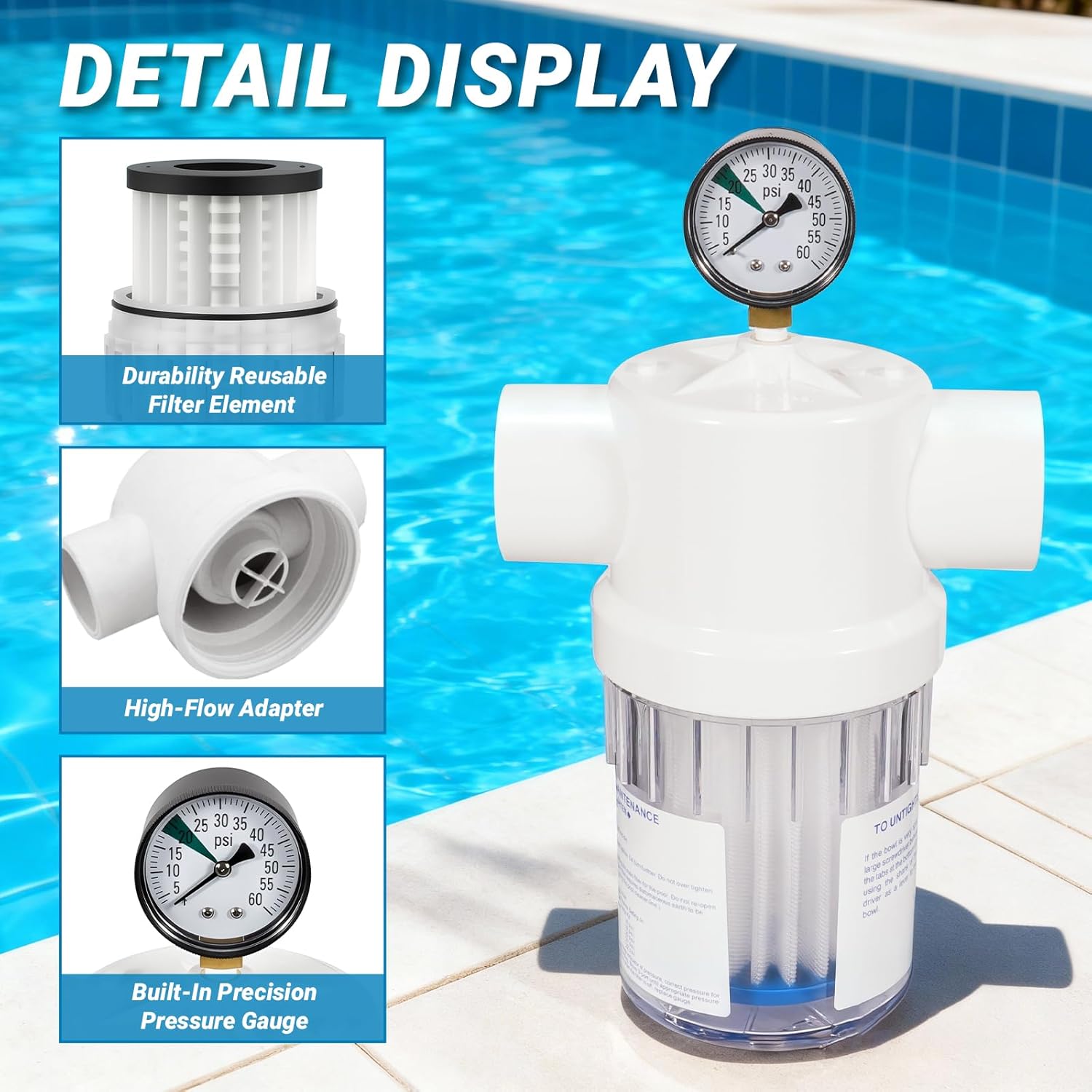 2888 Energy Element Filter Kit with Gauge Compatible with 1 1/2'' or 2‘’ Jandy Ray-Vac Pro Series, Replacement R0374600 Swimming Pool & Spa