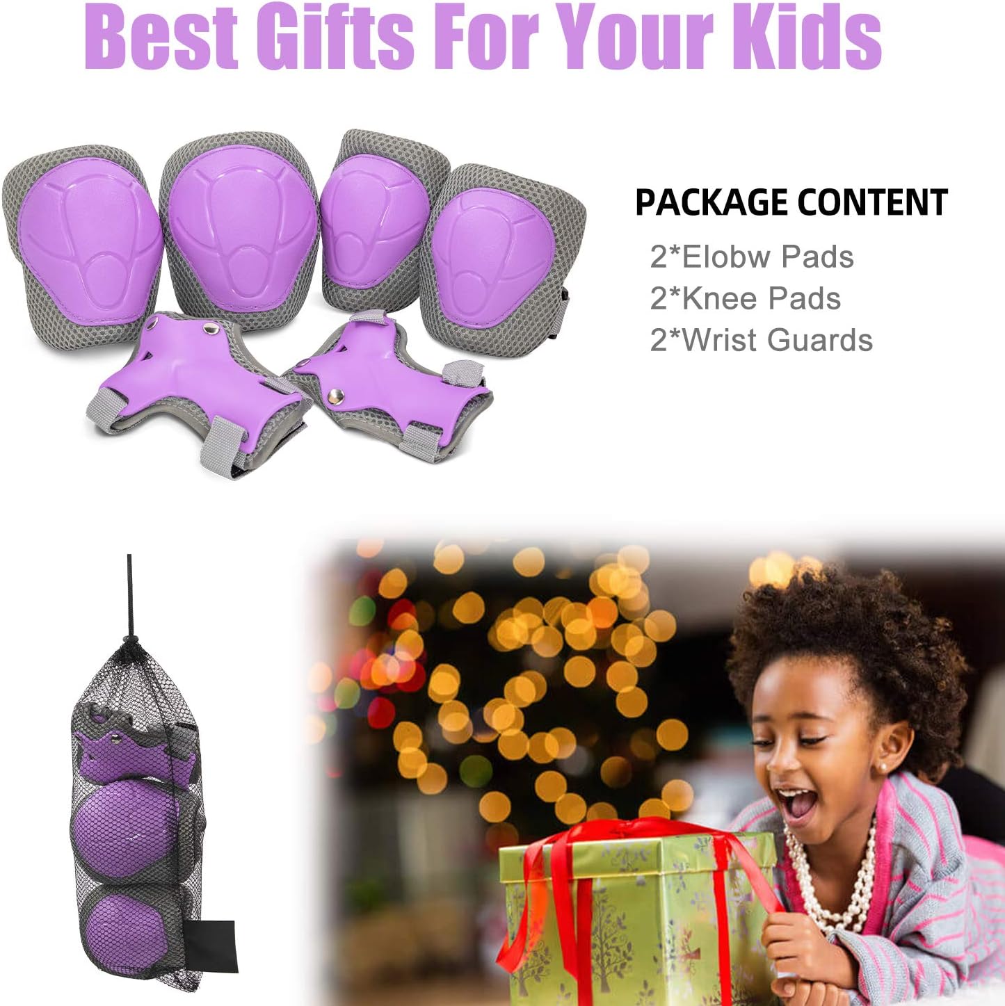 LANOVAGEAR Children Knee Elbow Pads, Kids Protective Gear Set 2-8 Years - Image 5