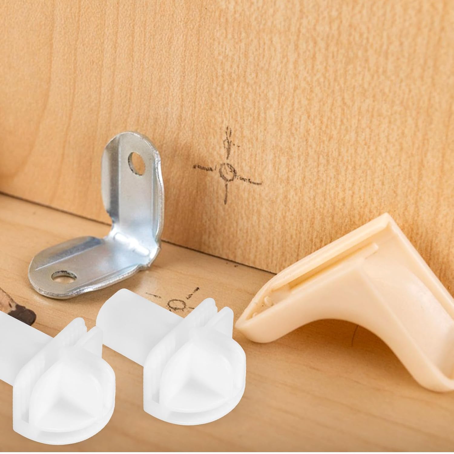 8pcs White Plastic Modular Organizer Connector Clip for Closet Storage, Sturdy DIY Connecting Tool for Modular Shelving Assembly, for Cabinet and Closet Systems