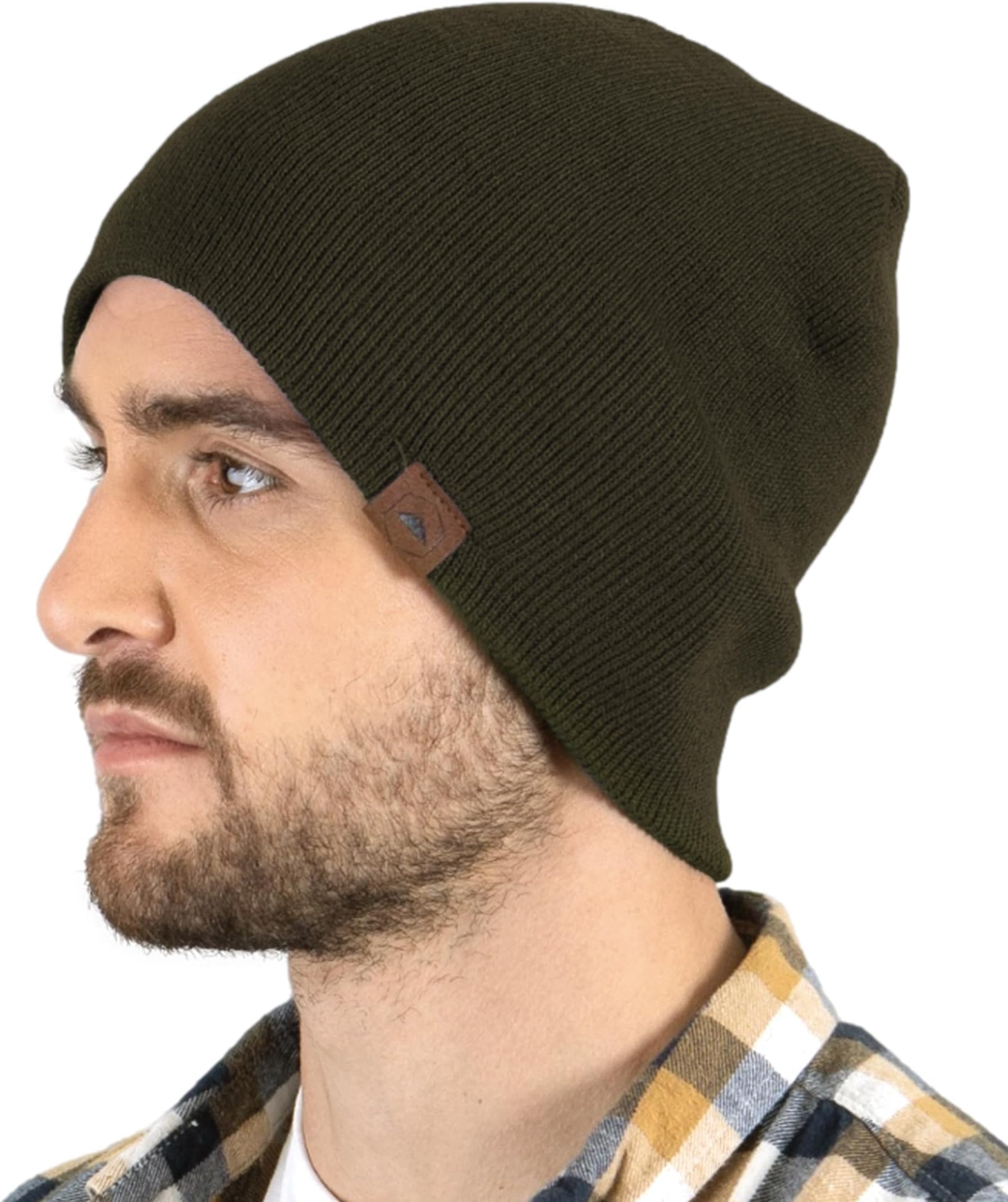 [Posinu] Tough Headwear Knitted Beanie Winter Hats for Men & Women - Mens Toboggan Hat - Knit Caps - Womens Beanie Hats - Mens Beanies Army Green, Clothing-Posinu-000009462