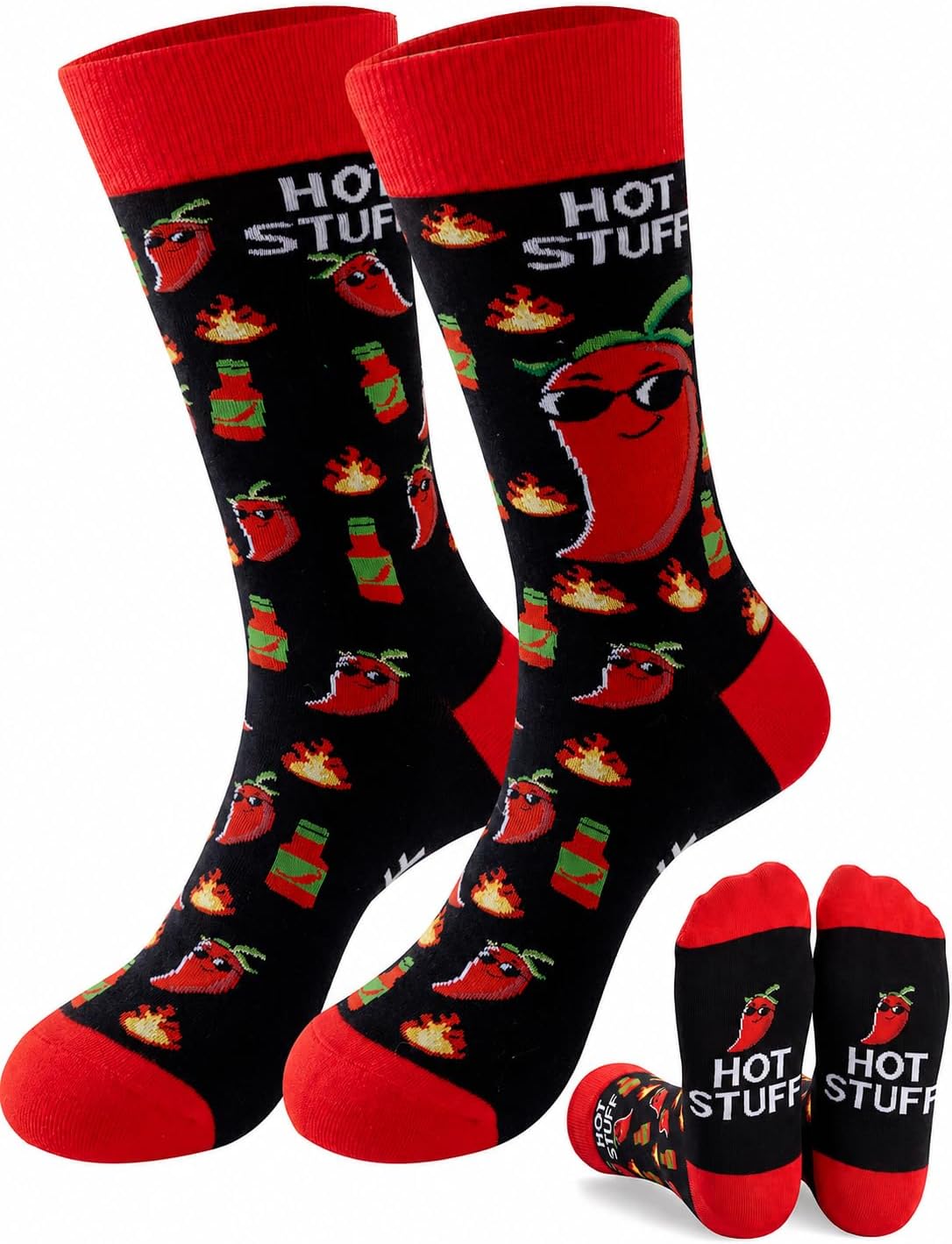 Funny Hot Sauce Socks for Men, Novelty Gift for Hot Sauce Lovers