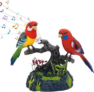 Interactive Singing Parrot Toy - Sound-Activated Talking Bird with Head, Beak & Wings, Realistic Desk Decor for Room Desk, Plush Interactive Toy Figures (red+Yellow)