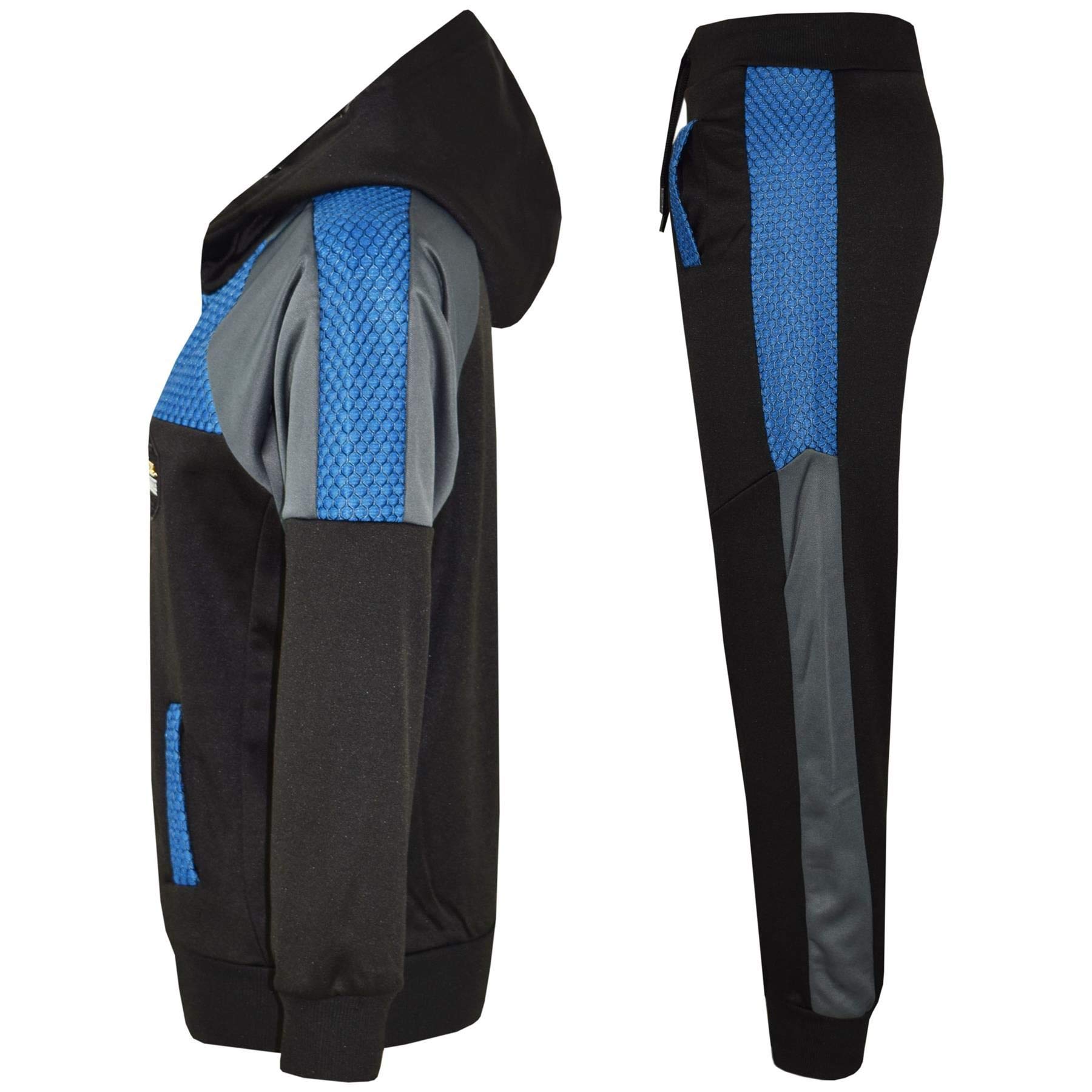 A2Z 4 Kids Mädchen Jungen Kapuzen Trainingsanzug Originals Abzeichen Reißverschluss Kapuzenpullover Oberteil Unterteil Kontrast Mesh Einsätze Workout Jogger 5-13