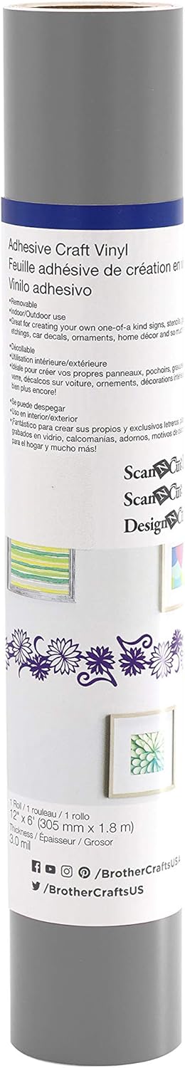 Brother 6 Ft - Roll Adhesive Craft Vinyl, Gray