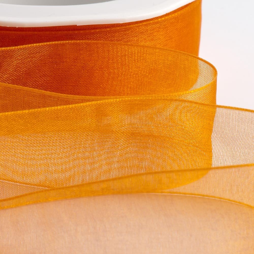 Italian Options Organza Chiffon Ribbon, Sheer Organza Ribbons for Gift Wrapping, Presents, Crafting, Wedding, Flower Bouquets, Birthday, Decorations, Décor, 15mm x 20 Metres, Orange