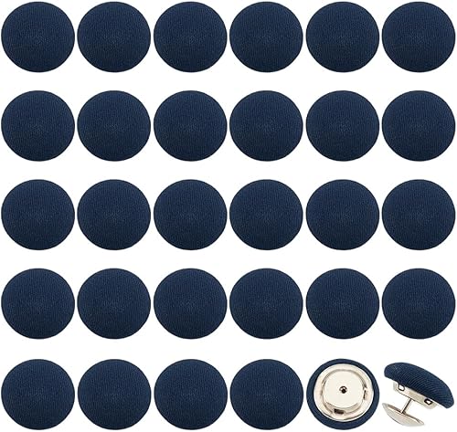 BENECREAT 32 juegos de gorras de béisbol de 0.67 pulgadas con botones de repuesto en la parte superior, botón de sombrero cubierto de tela negra