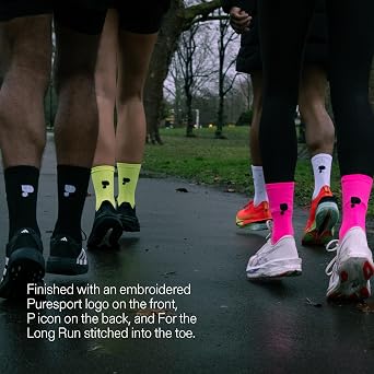 Puresport Performance Running Socks, Moisture-Wicking Training Socks with Subtle Compression for Women & Men, Ideal for Long-Distance Running, Gym & Hyrox