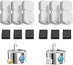 GIOTOHUN Cat Water Fountain Filter Replacement: 12 Cat Fountain Filter - 12 Pet Fountain Filter - 6 Carbon Filters & 6 Foam Filters - Suitable for GIOTOHUN Stainless Steel Cat Fountain S11