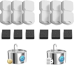 Fountain for Cats 12 Filters: 6 Charcoal Filters + 6 Foam Filters - Multiple Filtration - Enhancing Taste - Suitable for GIOTOHUN Fountain for Cats Stainless Steel