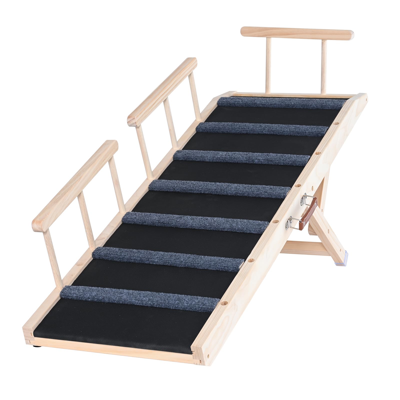 VEVOR Rampa per Cani Lunghezza 1200 mm, Rampa per Auto Pieghevole Antiscivolo per Cani Gatti Altezza Regolabile 35-70 cm, Scivolo per Animali Domestici in Legno a Casa per Auto, Scala per Gatti Cani