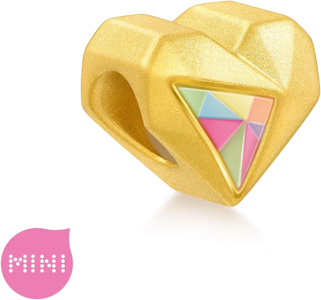 CHOW SANG SANG 999 24K Solid Gold Love Heart Mini Charm Bracelet for Women 91836C