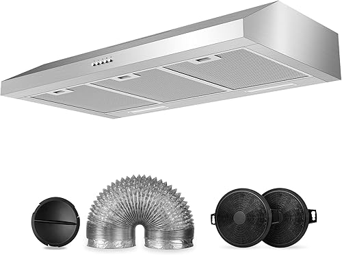 Campana extractora mejorada de 800 CFM de 36 pulgadas, campana extractora debajo del gabinete para convertibles sin conductosconductos, ventilación